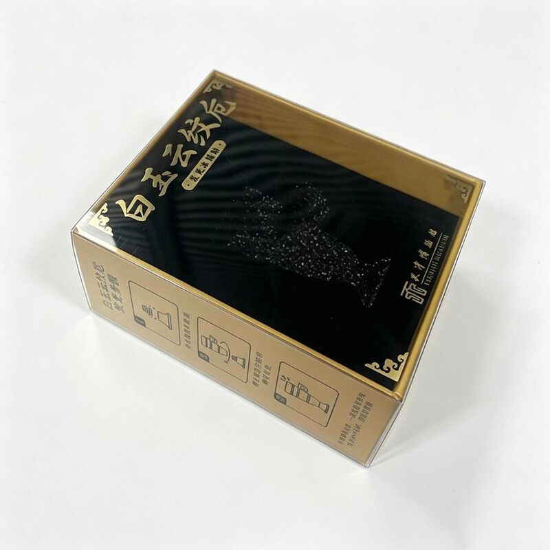 Gold Foil Stamping PET Sleeve Gift Boxes With Clear Window Velvet Pearl Cotton Insert