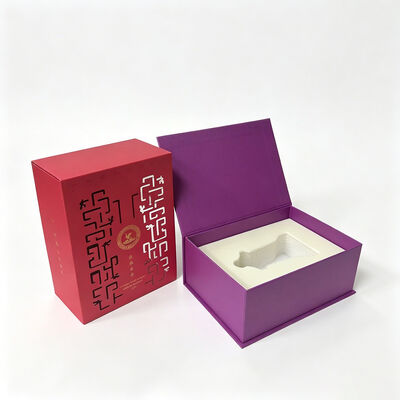 Luxury Purple Magnetic Gift Box with Gold Foil / Pearl Cotton Insert